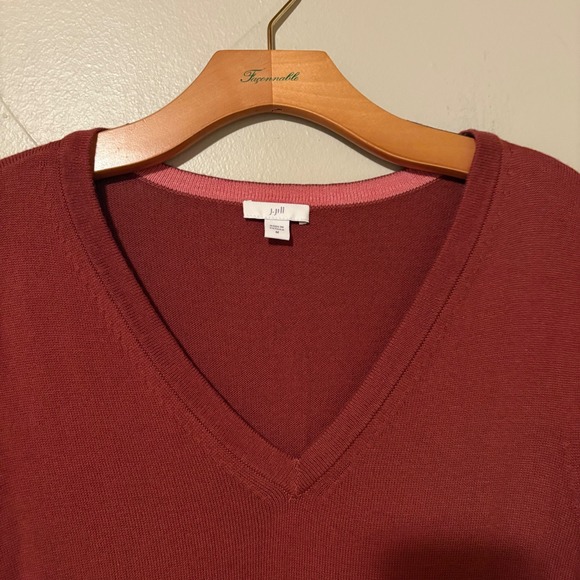 J Jill V Neck Long Sleeve Sweater Women M Cinnoman Cotton Blend Casual Tunic - Picture 3 of 8